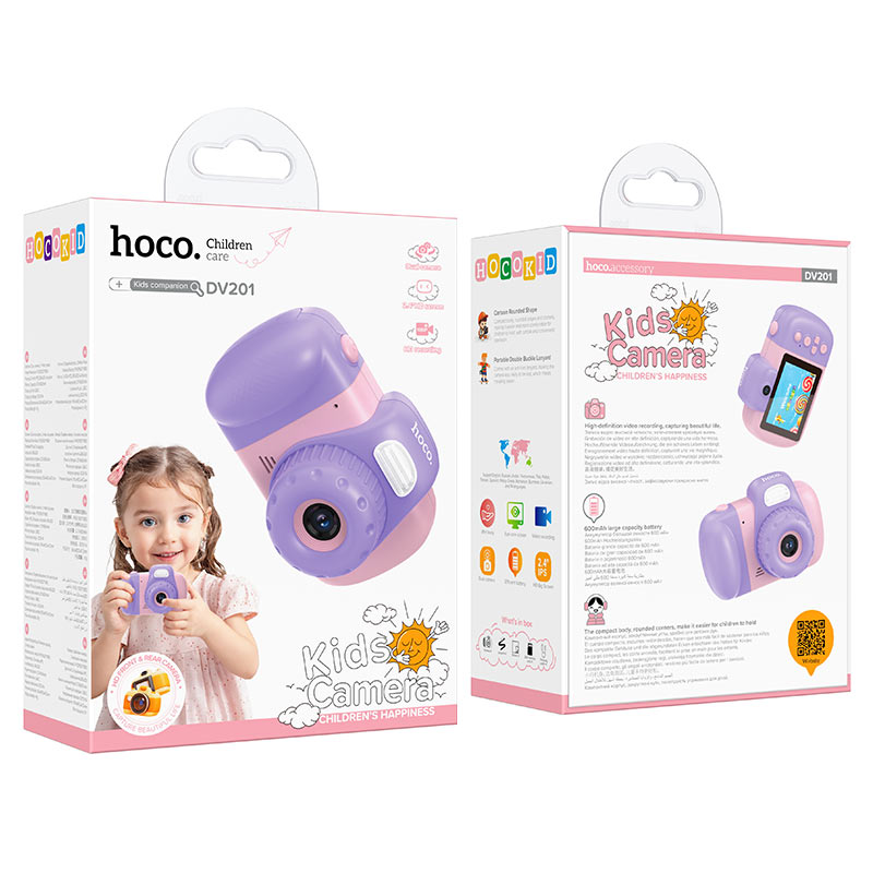 Digitale Camera HOCO DV201 Kids, 1080P, 2MP, Roze
