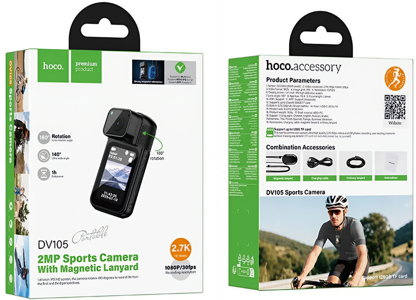 Sportcamera HOCO DV105, 2.7K, 1,47 inch display, Zwart