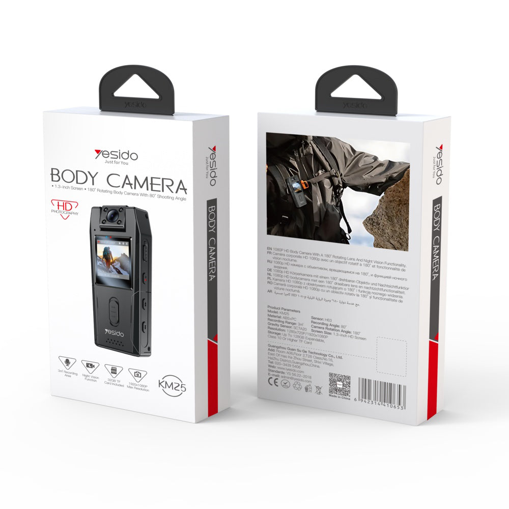 Sportcamera Yesido KM25, 1080P, Display 1.3 inch, Zwart