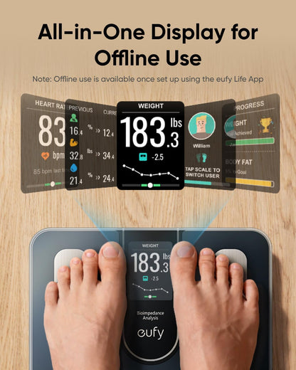 Digitale weegschaal Eufy Smart Scale C20, Zwart T9130011