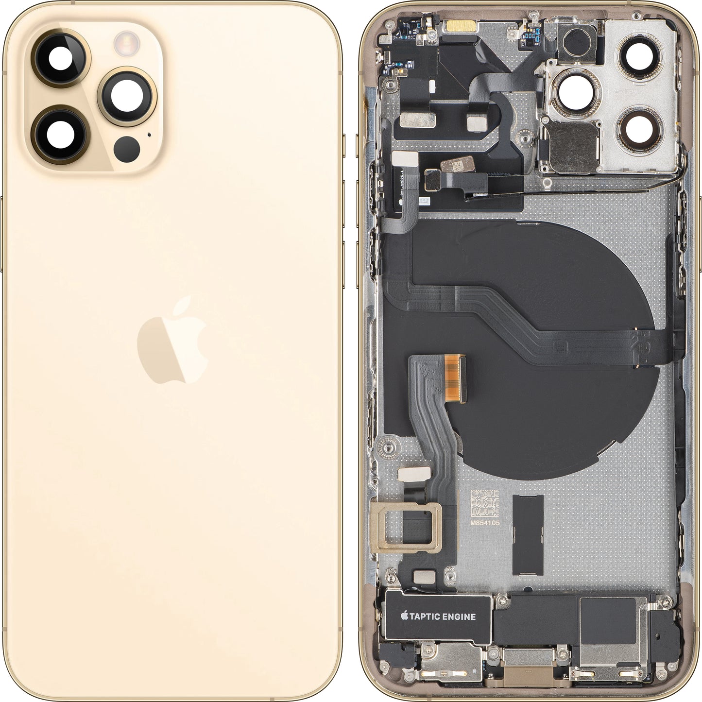 Batterijdeksel Apple iPhone 12 Pro, Met Middenbehuizing, Volledige Onderdelen, Goud, Swap