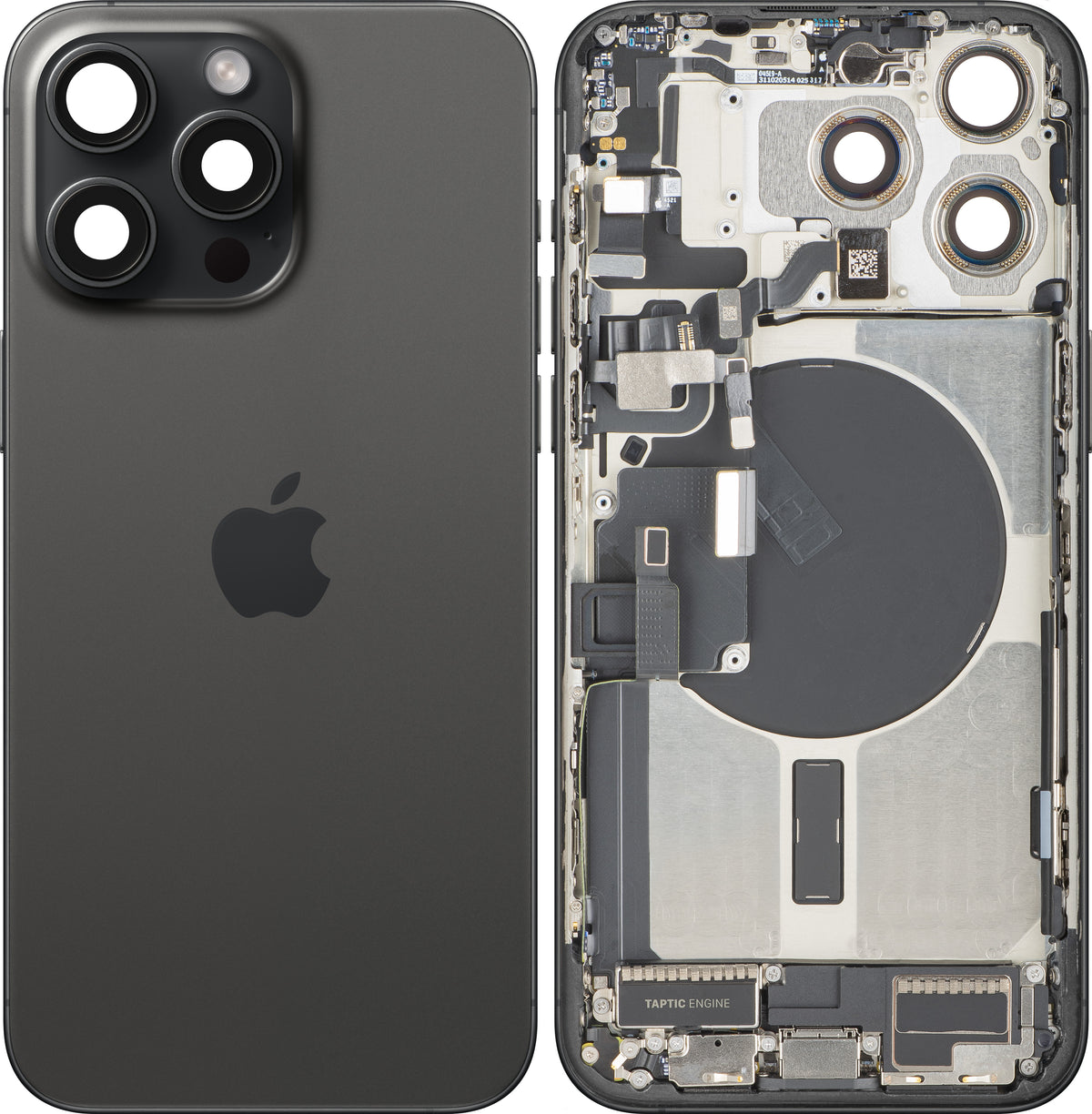 Apple iPhone 15 Pro Max Batterijklep, Met Middenbehuizing, Complete Onderdelen, Zwart (Black Titanium), Premium Swap