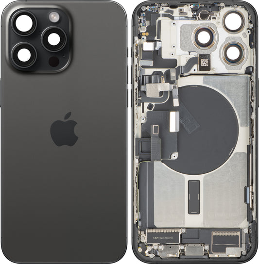 Apple iPhone 15 Pro Max Batterijklep, Met Middenbehuizing, Complete Onderdelen, Zwart (Black Titanium), Premium Swap