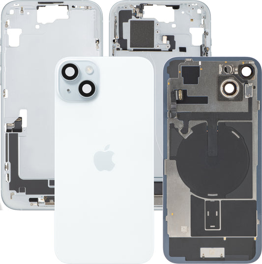 Batterijdeksel Apple iPhone 15 Plus, Met Middenbehuizing, Volledige Onderdelen, Blauw, Swap