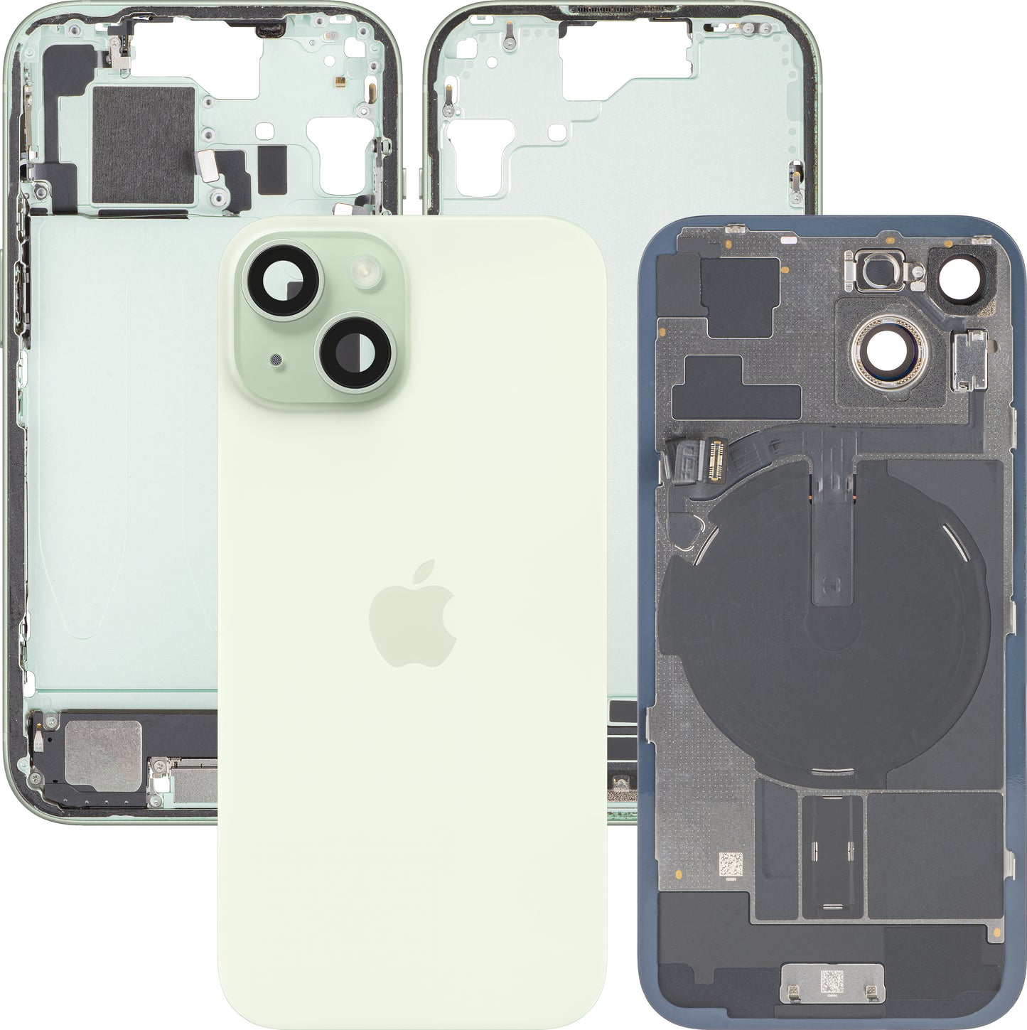 Apple iPhone 15 Batterij Cover, Met Middenframe, Volledige Onderdelen, Groen, Swap