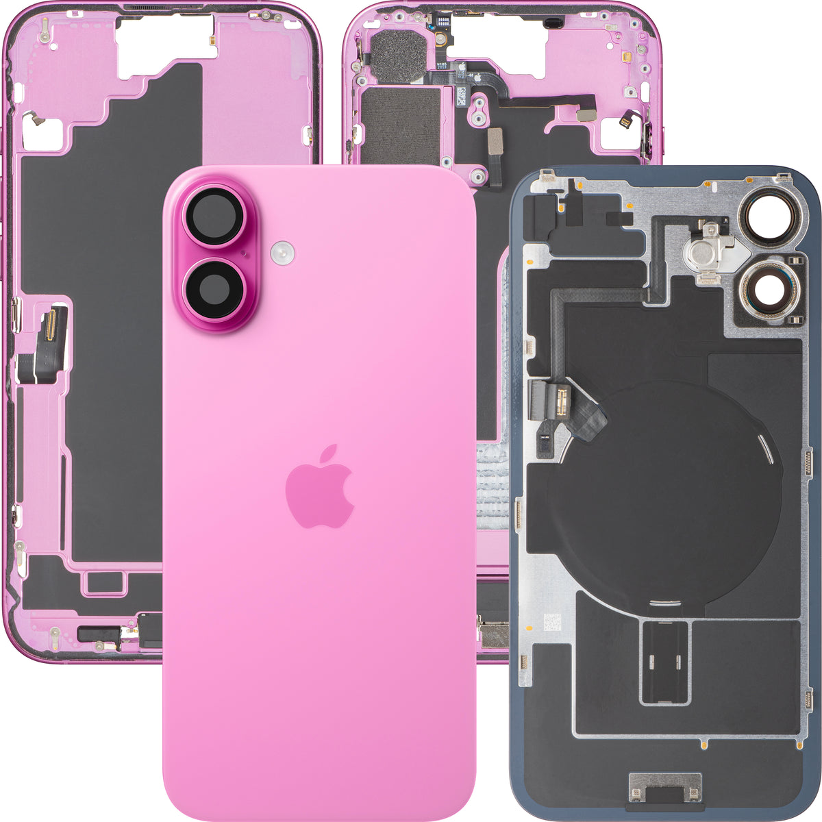 Batterijdeksel Apple iPhone 16 Plus, Met Middenbehuizing, Complete Onderdelen, Roze, Premium Swap