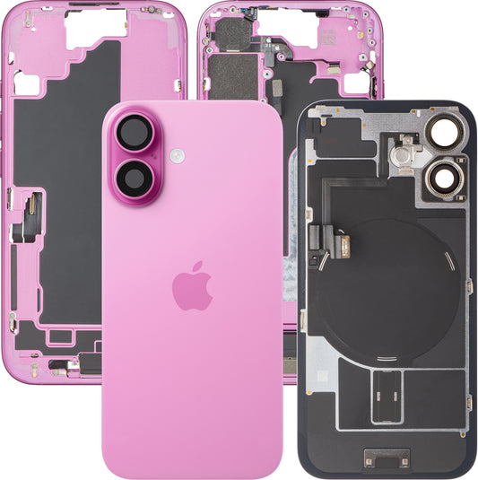 Apple iPhone 16 Batterijklep, Met Middenbehuizing, Complete Onderdelen, Roze, Premium Swap