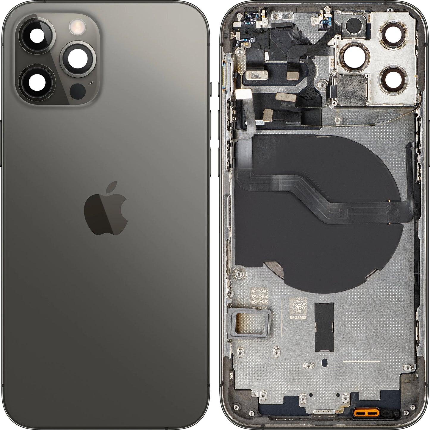 Batterijdeksel compatibel met Apple iPhone 12 Pro, Met Middenbehuizing, Zwart