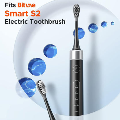 Reservekop Gum Care voor Elektrische Tandenborstel Bitvae S2 / S3, Set van 4 stuks, Zwart