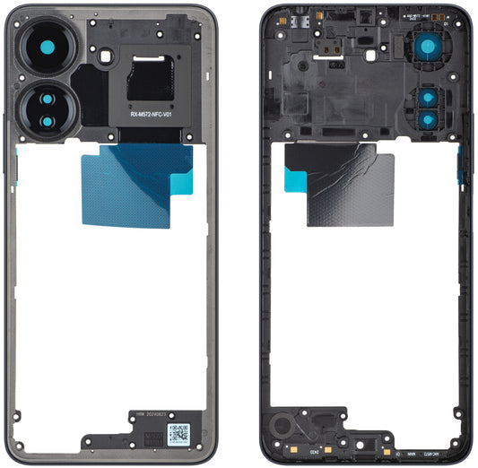 Middenbehuizing Xiaomi Redmi 13C NFC / Poco C65, Zwart, Service Pack 560001C3UP00