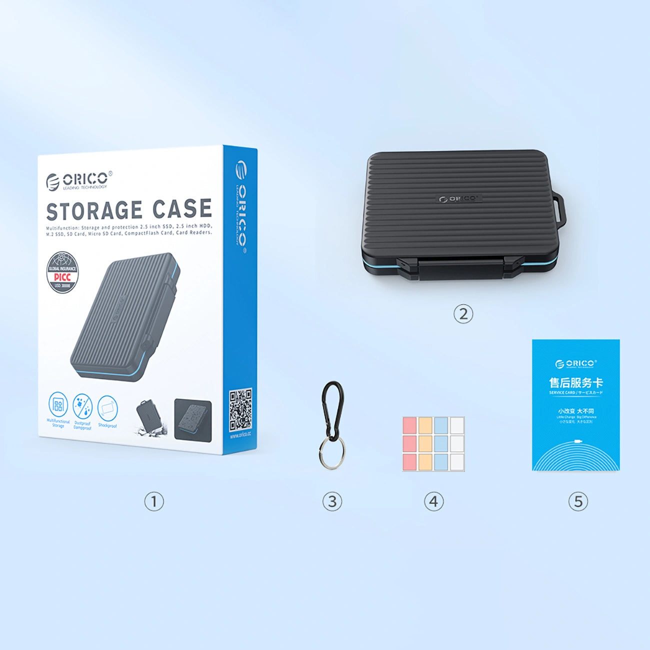 Orico PHCD-3 Beschermhoes voor SD / microSD geheugenkaarten, Zwart