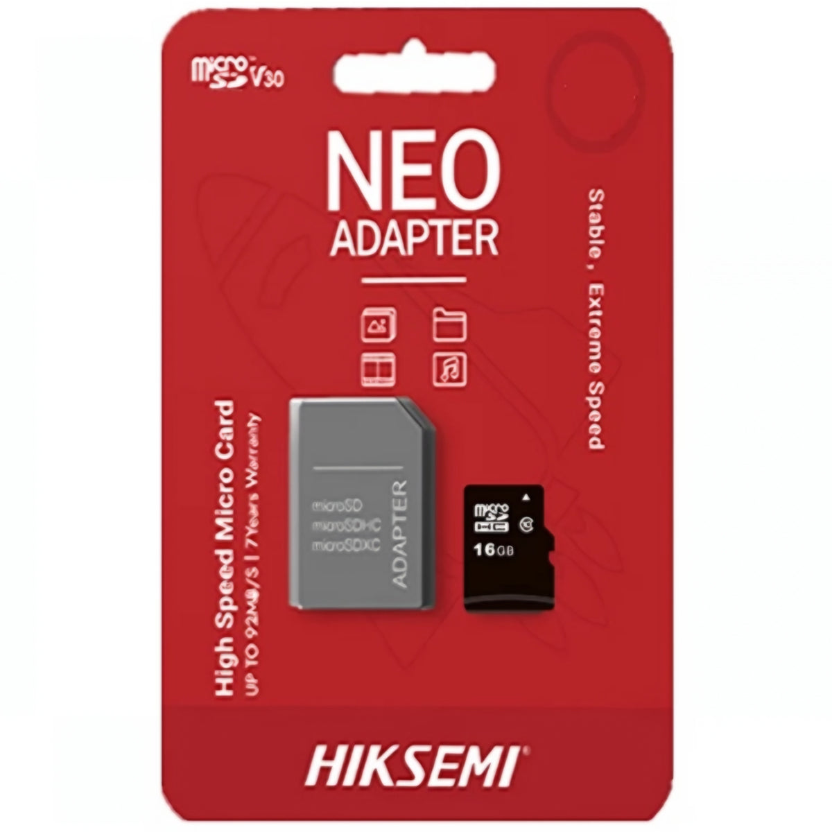 Hiksemi microSDHC Geheugenkaart, 16Gb, Klasse 10, Met Adapter HS-TF-C1/16G/a