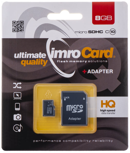 microSDHC Memory Card Imro, 8Gb, Class 10, with MicroSD10/8G Adapter