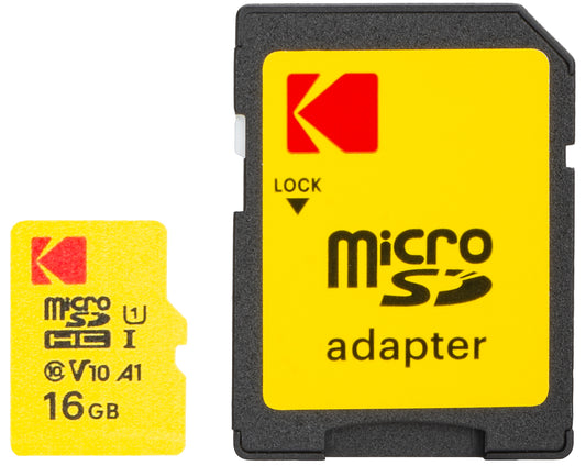 microSDHC Geheugenkaart Kodak Extra Performance, 16Gb, Klasse 10 / UHS-1 U1, Met Adapter EKMSDM16GHC10J6