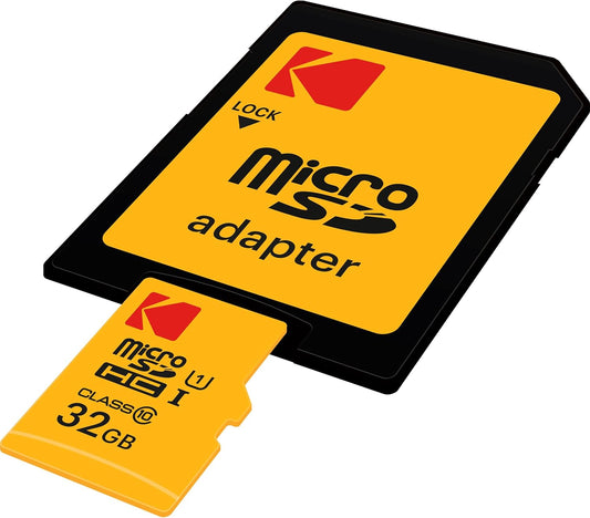 Kodak Premium Performance microSDHC Geheugenkaart, 32Gb, Klasse 10 / UHS-1 U1, Met Adapter EKMSDM32GHC10K