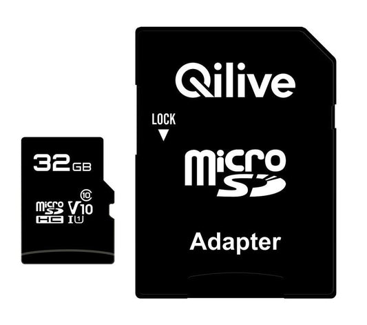 Geheugenkaart microSDHC Qilive Android A1, 32Gb, Klasse 10 / UHS-1 U3, Met Adapter EKMSDM32GHC10U3QL2