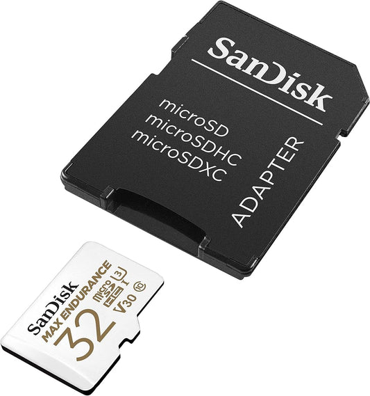 Geheugenkaart microSDHC SanDisk MAX Endurance, 32Gb, Klasse 10 / UHS-1 U3, Met Adapter SDSQQVR-032G-GN6IA