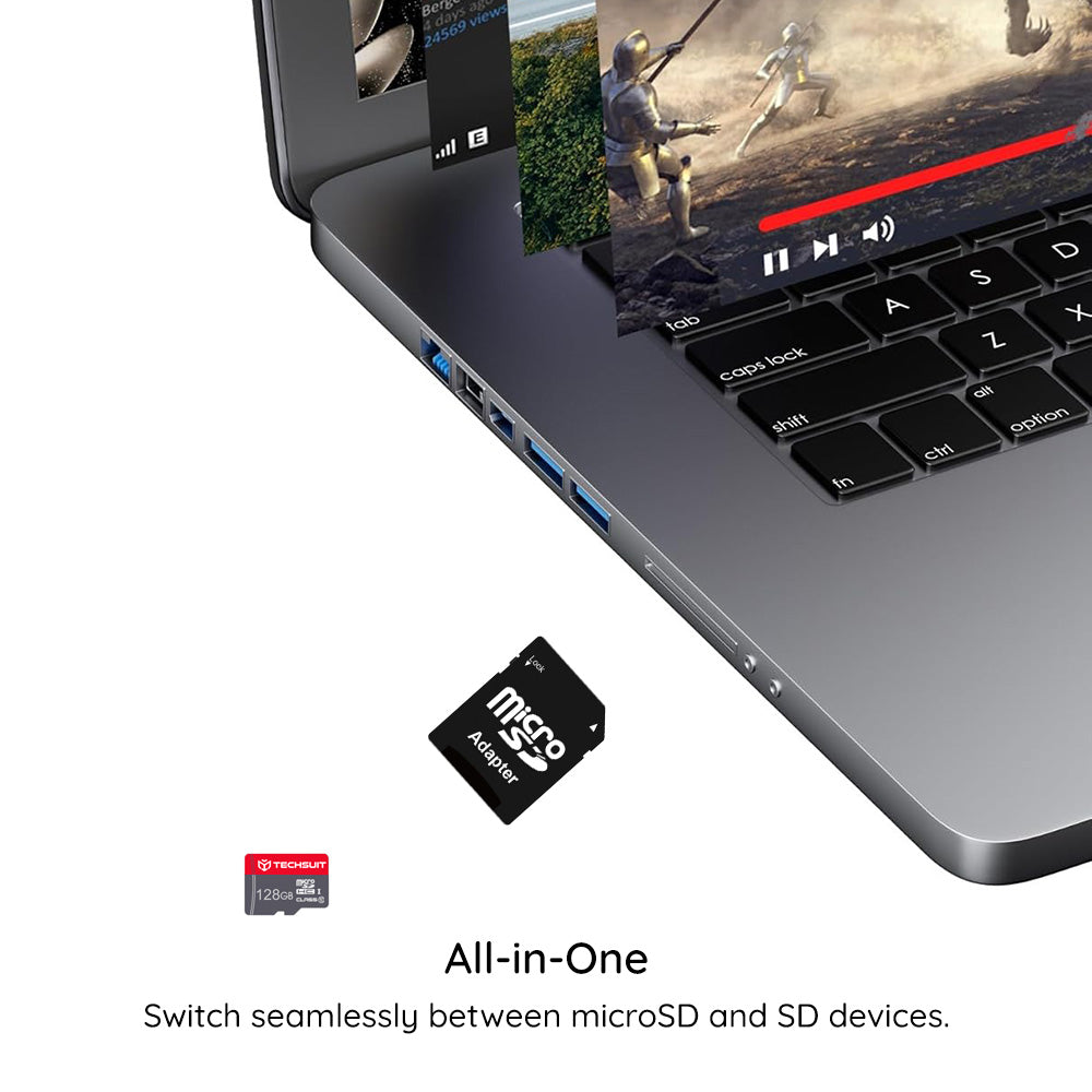 Techsuit THCM11 microSDXC Memory Card, 64GB, Class 10, with Adapter