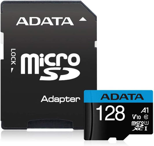 microSDXC Geheugenkaart Adata Premier, 128Gb, Klasse 10 / UHS-1 U1, Met Adapter AUSDX128GUICL10A1-RA1