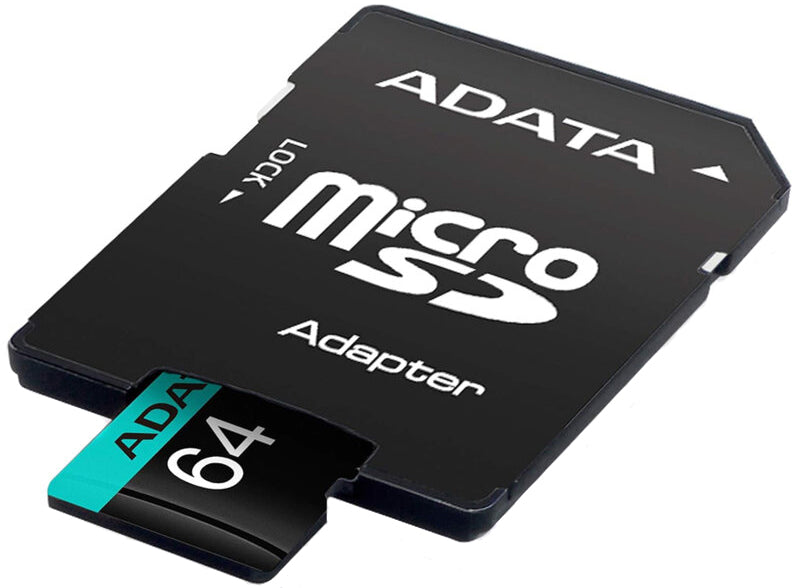 Geheugenkaart microSDXC Adata Premier Pro, 64Gb, Klasse 10 / UHS-1 U3, Met Adapter AUSDX64GUI3V30SA2-RA1