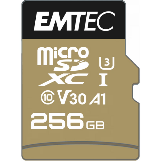 Geheugenkaart microSDXC Emtec Speedin Pro Android A1, 256Gb, Klasse 10 / UHS-1 U3, Met Adapter ECMSDM256GXC10SP