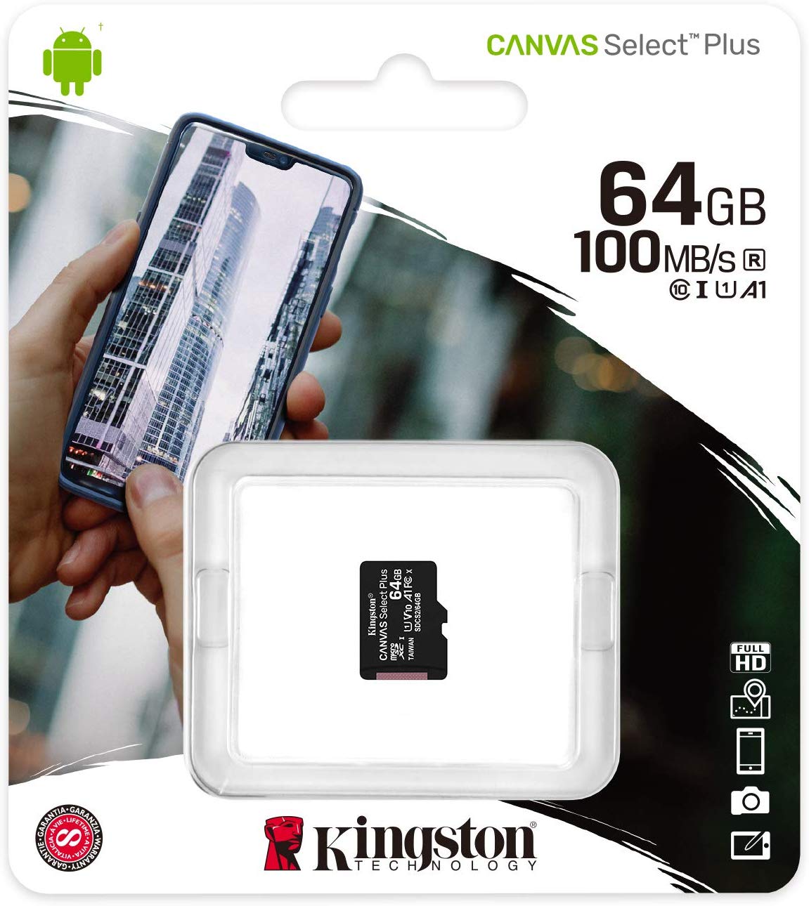 Kingston Canvas Select Plus, 64Gb, Klasse 10 / UHS-1 U1 SDCS2/64GBSP microSDXC Geheugenkaart