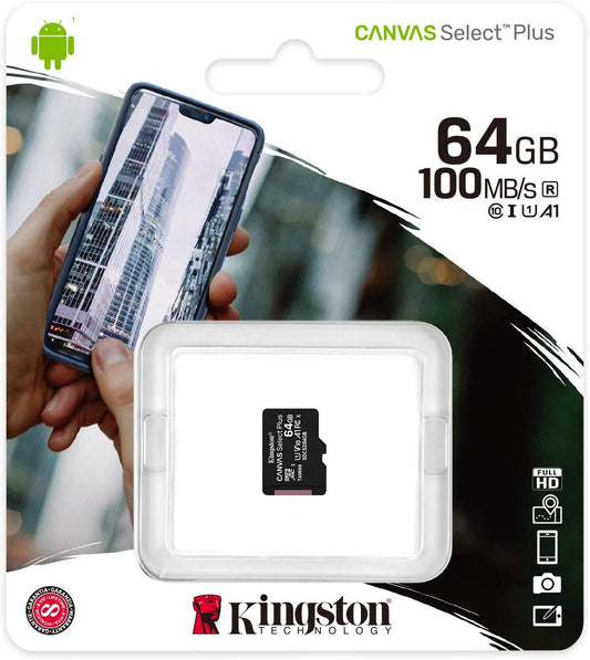 Memory Card microSDXC Kingston Canvas Select Plus, 64Gb, Class 10 / UHS-1 U1 SDCS2/64GBSP