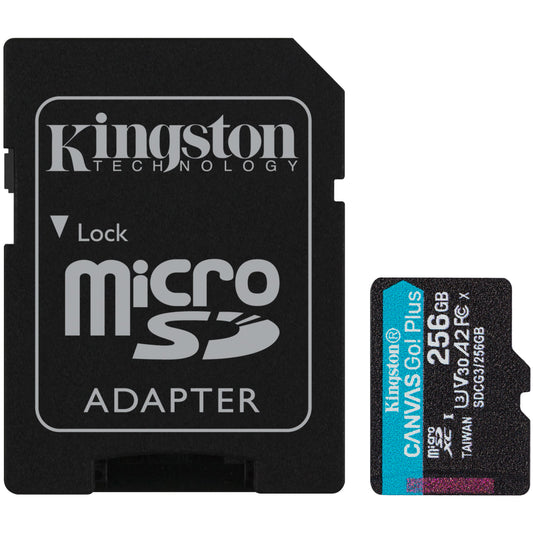 Memory Card microSDXC Kingston Canvas Go Plus, 256Gb, Class 10 / UHS-1 U3, With SDCG3/256GB Adapter 