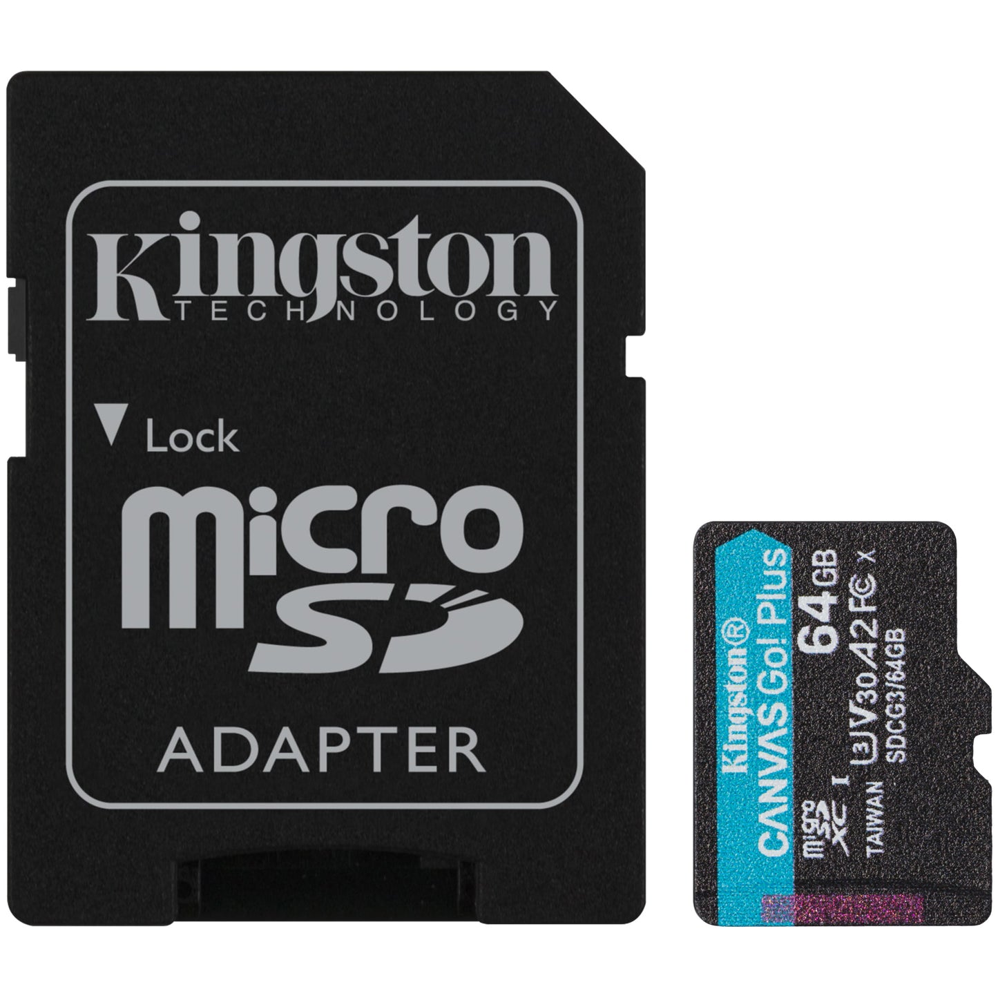 Kingston Canvas Go Plus microSDXC Geheugenkaart, 64Gb, Klasse 10 / UHS-1 U3, met SDCG3/64GB Adapter