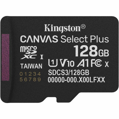Kingston Canvas Select Plus Android A1 microSDXC Geheugenkaart, 128Gb, Klasse 10 / UHS-1 U1 SDCS3/128GBSP