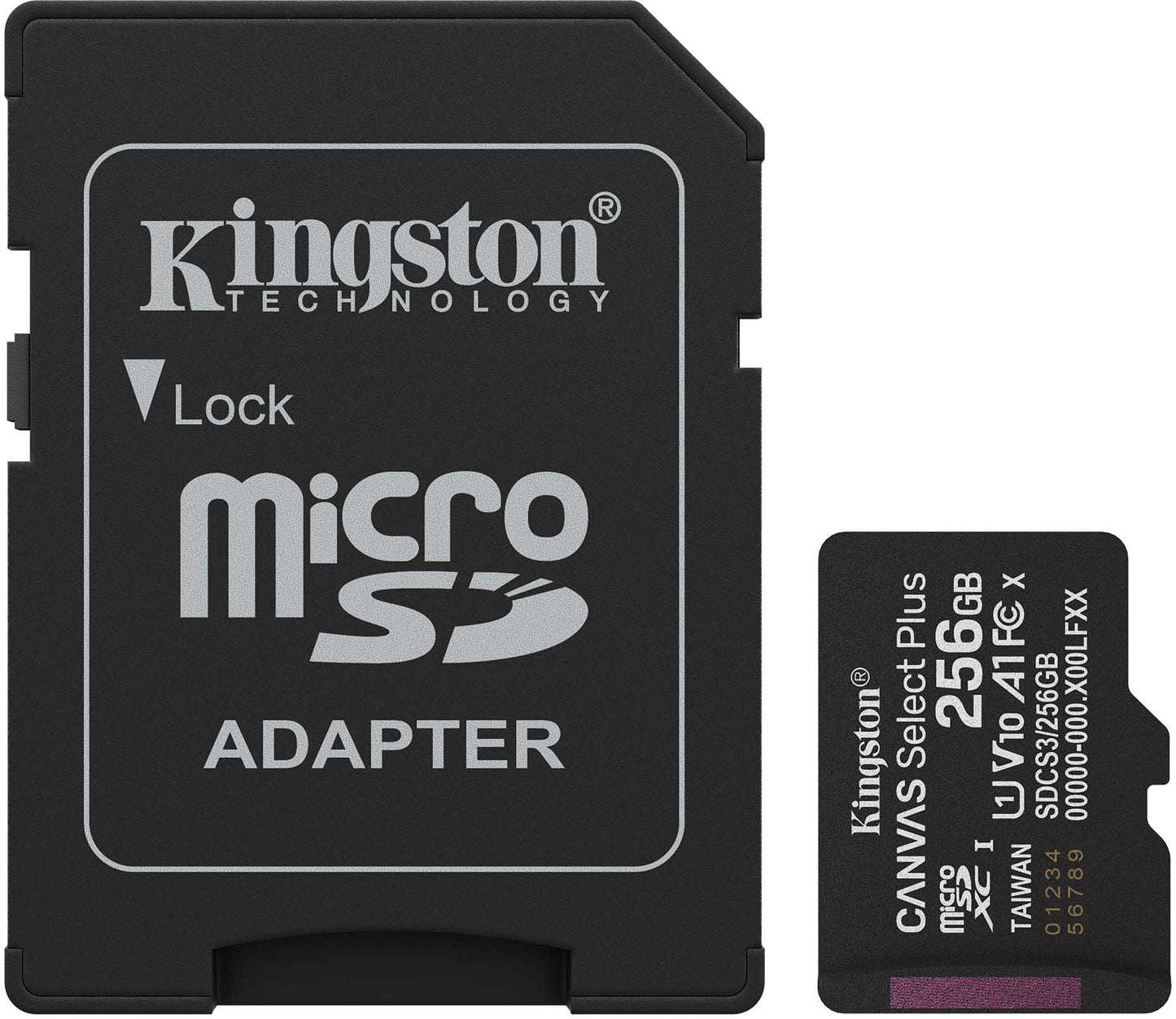 Kingston Canvas Select Plus Android A1 microSDXC Geheugenkaart, 256Gb, Klasse 10 / UHS-1 U1, Met Adapter SDCS3/256GB