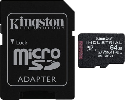 Kingston Industrial microSDXC Geheugenkaart, 64Gb, Klasse 10 / UHS-1 U3, Met Adapter SDCIT2/64GB