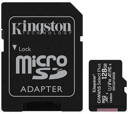 Kingston Canvas Select Plus Android A1 microSDXC Geheugenkaart Kingston Canvas Select Plus Android A1, 128Gb, Klasse 10 / UHS-1 U1, met SDCS2/128GB Adapter