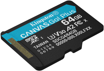 Kingston Canvas Go Plus Android A2 microSDXC Geheugenkaart, 64Gb, Klasse 10 / UHS-1 U3 SDCG4/64GBSP