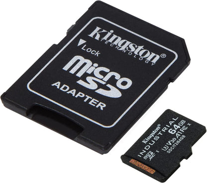 Kingston Industrial microSDXC Geheugenkaart, 64Gb, Klasse 10 / UHS-1 U3, Met Adapter SDCIT2/64GB