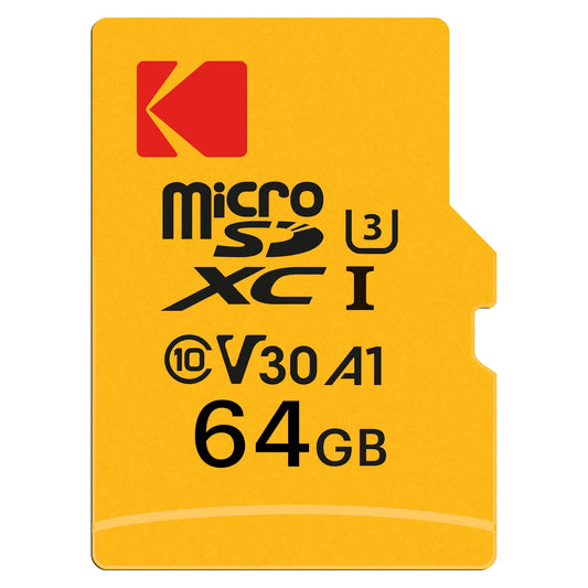 Kodak Ultra Performance microSDXC Geheugenkaart, 64Gb, Klasse 10 / UHS-1 U3, Met Adapter EKMSDM64GXC10HPRK