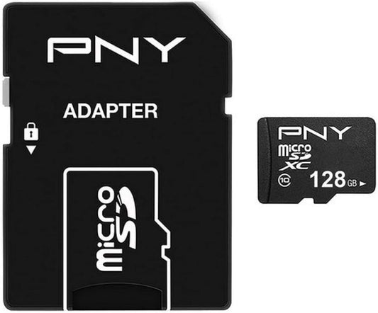 MicroSDXC Geheugenkaart PNY Performance Plus, 128Gb, Klasse 10, Met Adapter P-SDU12810PPL-GE