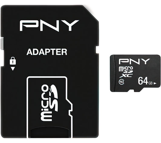 MicroSDXC Geheugenkaart PNY Performance Plus, 64Gb, Klasse 10, Met Adapter P-SDU64G10PPL-GE