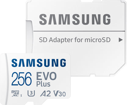 Samsung Evo Plus microSDXC Memory Card, 256Gb, Class 10 / UHS-1 U3, With Adapter MB-MC256SA/EU