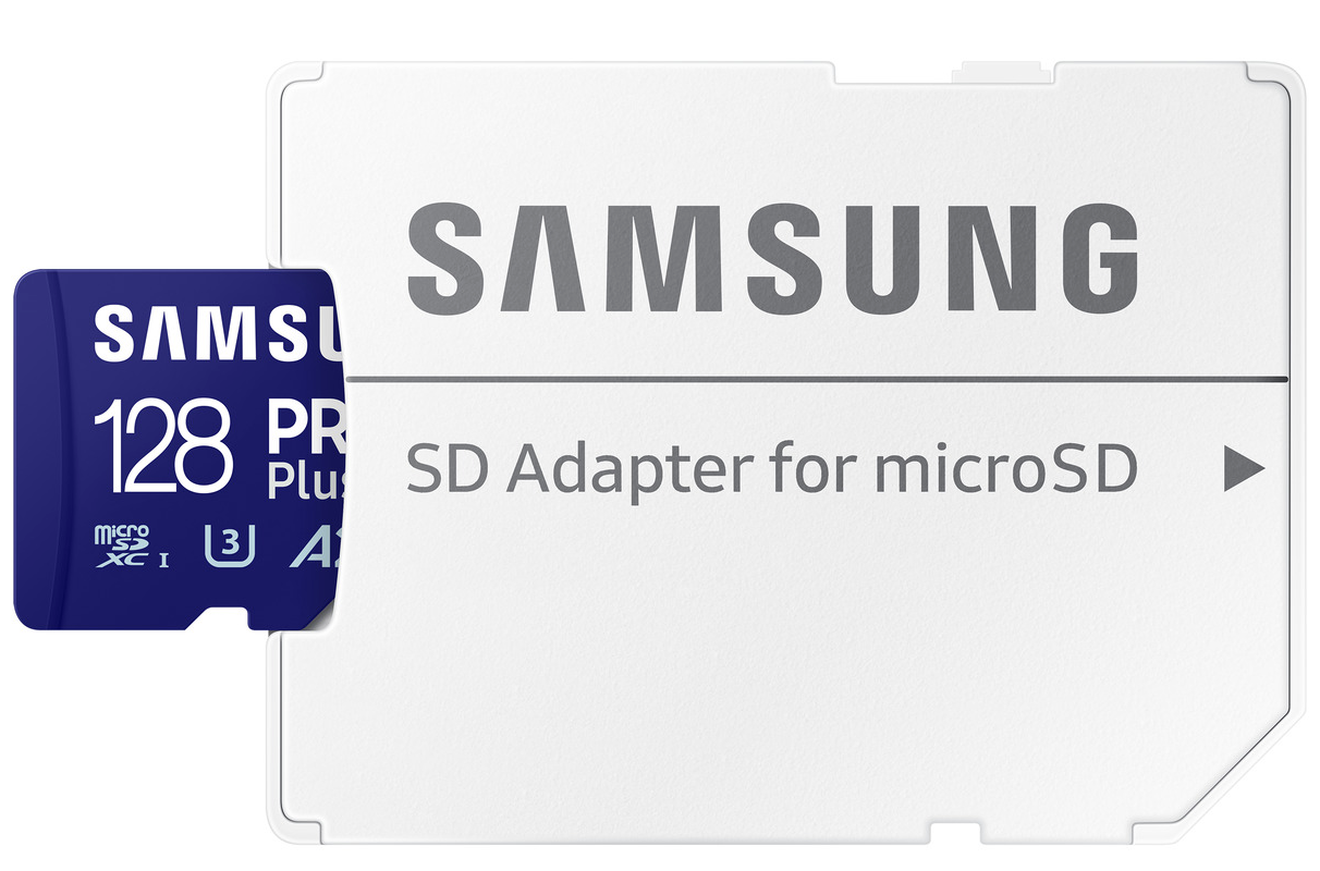 Samsung PRO Plus microSDXC Geheugenkaart, 128Gb, Klasse 10 / UHS-1 U3, Met Adapter MB-MD128SA/EU