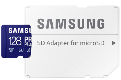 Samsung PRO Plus microSDXC Geheugenkaart, 128Gb, Klasse 10 / UHS-1 U3, Met Adapter MB-MD128SA/EU