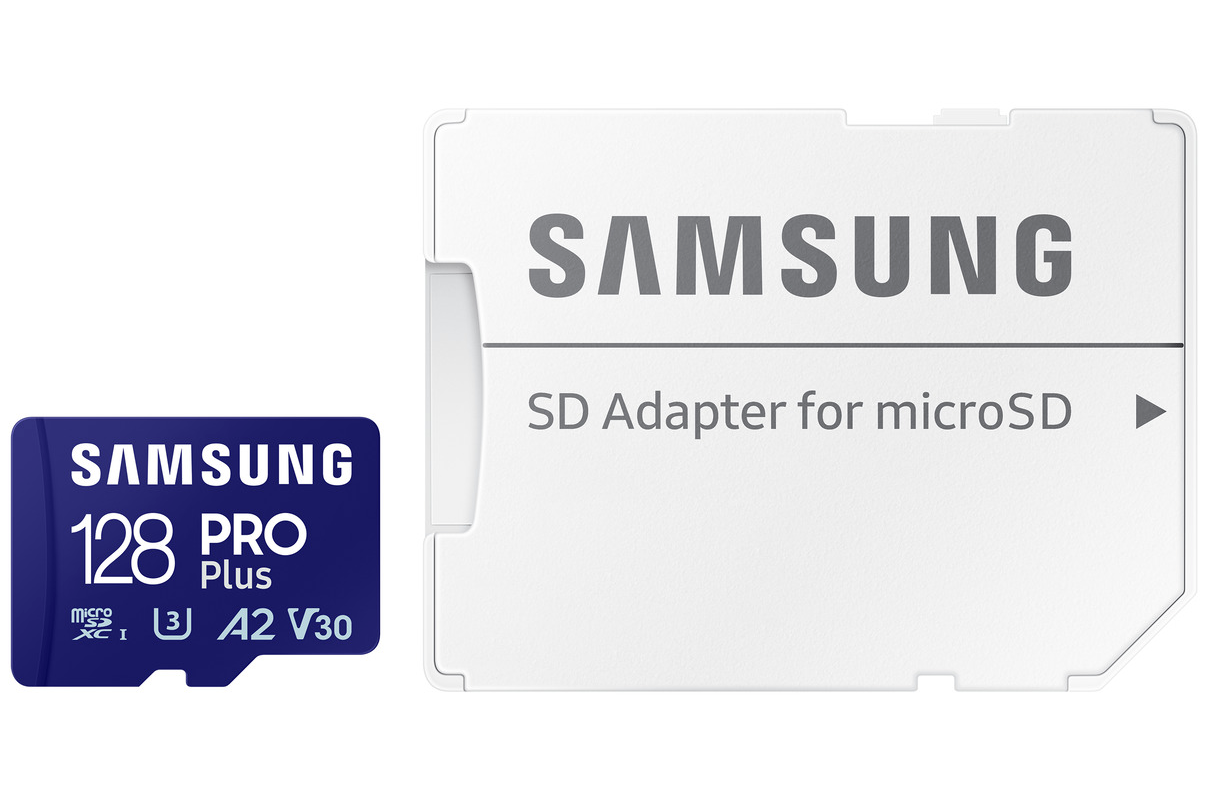 Samsung PRO Plus microSDXC Geheugenkaart, 128Gb, Klasse 10 / UHS-1 U3, Met Adapter MB-MD128SA/EU
