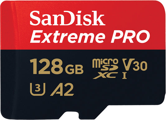Geheugenkaart microSDXC SanDisk Extreme Pro, 128Gb, Klasse 10 / UHS-1 U3, Met Adapter SDSQXCD-128G-GN6MA