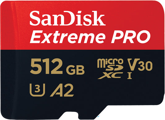 Geheugenkaart microSDXC SanDisk Extreme Pro, 512Gb, Klasse 10 / UHS-1 U3, Met Adapter SDSQXCD-512G-GN6MA