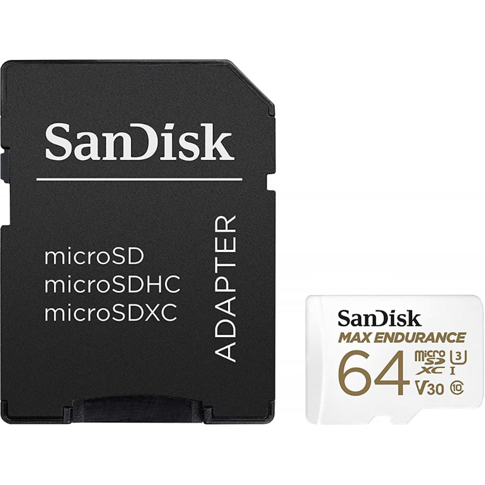 Geheugenkaart microSDXC SanDisk MAX Endurance, 64Gb, Klasse 10 / UHS-1 U3, Met Adapter SDSQQVR-064G-GN6IA