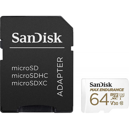 Geheugenkaart microSDXC SanDisk MAX Endurance, 64Gb, Klasse 10 / UHS-1 U3, Met Adapter SDSQQVR-064G-GN6IA
