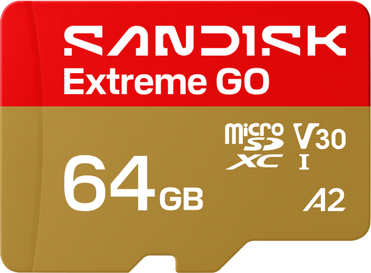 microSDXC SanDisk Extreme GO Android A2 Geheugenkaart, 64Gb, Klasse 10 / UHS-1 U1 SDSQXGN-064G-GN6MN