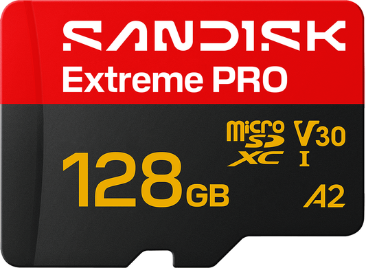 SanDisk Extreme Pro A2 microSDXC-geheugenkaart, 128GB, Klasse 10 / UHS-1 U3, met adapter SDSQXCJ-128G-GS6MA