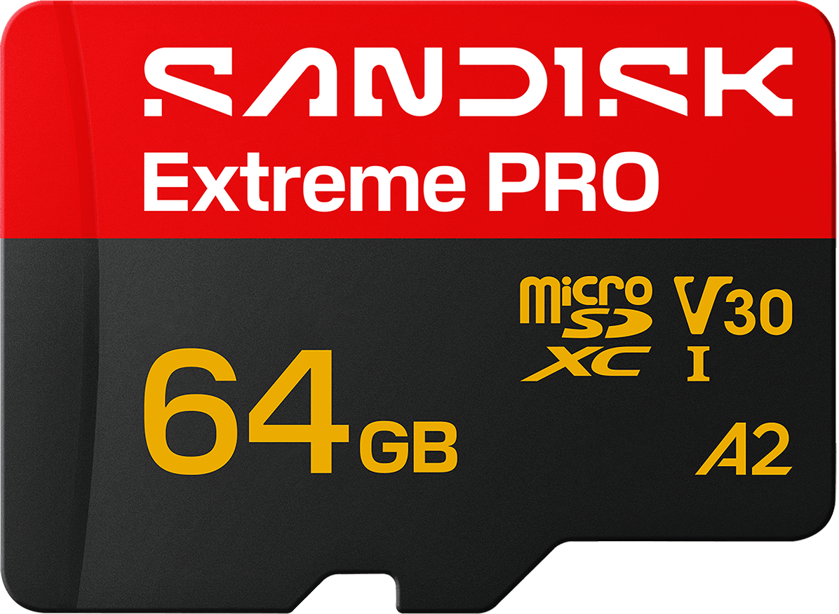 microSDXC Geheugenkaart SanDisk Extreme Pro A2, 64Gb, Klasse 10 / UHS-1 U3, Met Adapter SDSQXCU-064G-GS6MA