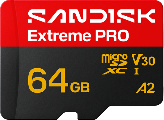microSDXC Geheugenkaart SanDisk Extreme Pro A2, 64Gb, Klasse 10 / UHS-1 U3, Met Adapter SDSQXCU-064G-GS6MA